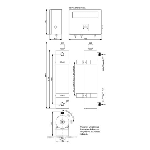 Wymiary lampy TMA D6-S